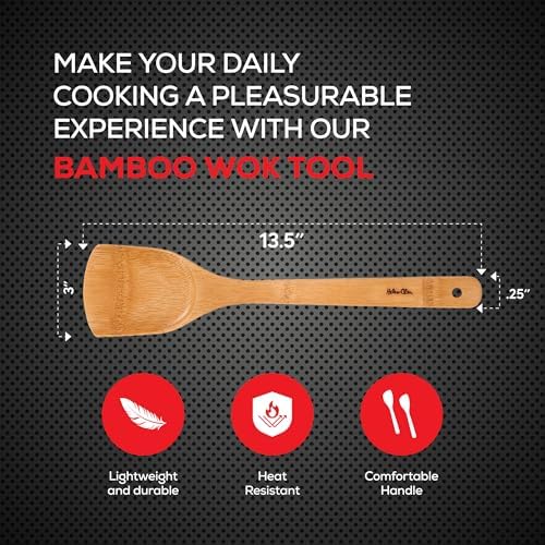 Helen’s Asian Kitchen Natural Bamboo Stir Fry Spatula and Wok Tool, 13.5-Inch