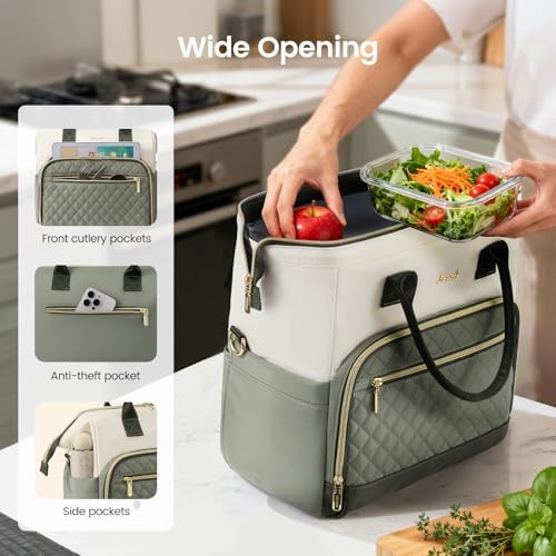 LOVEVOOK Lunch Bag Women, Insulated Lunch Box for Women with Cup Holder