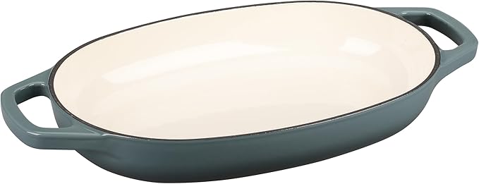 Enameled Cast Iron Oval Dutch Oven Pot with Lid, Dutch Oven for Sourdough Bread Baking, Bread Oven, Bread Dutch Oven, Oval Bread Pan, 5qt, Slateblue