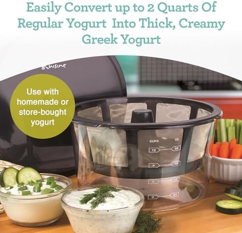 Euro Cuisine GY60 Greek Yogurt Maker with Ultra Fine Mesh Stainless Steel Strainer Basket, BPA Free, Patented Greek Yogurt Strainer, Ideal for Healthy Homemade Yogurt, Dips, and Desserts