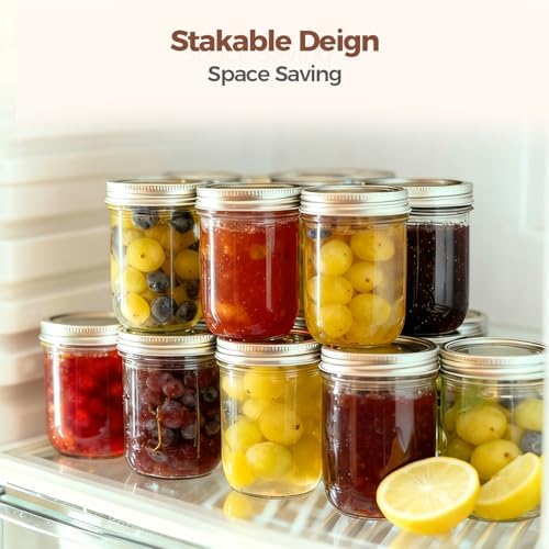 ComSaf 8 oz Mason Jars Bulk Set, 24 Pack Small Regular Mouth Jars with Lids