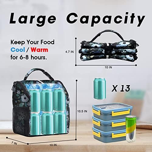 VLM Lunch Box for Women, Insulated Lunch Bag Women, Cute Floral Lunch Tote