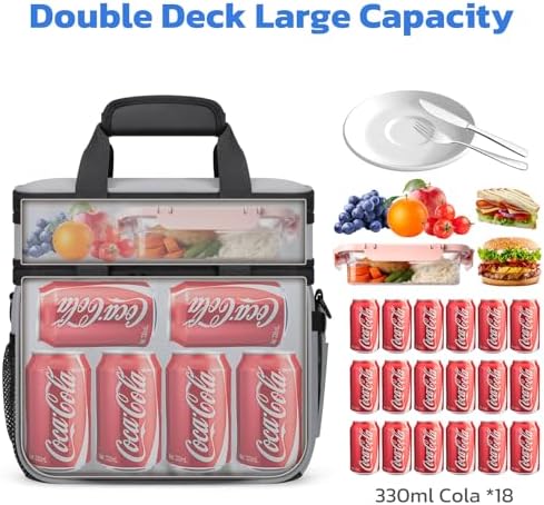 Maelstrom Insulated Lunch Box, 20L Double Deck Cooler Bag for Men Women
