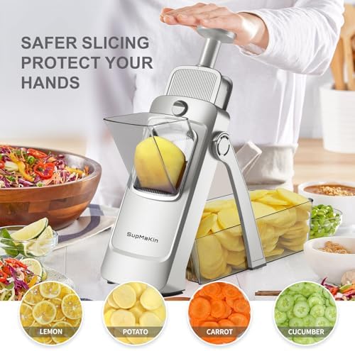 SupMaKin Safe Mandoline Slicer Plus, Adjustable Potaot slicer 1-8 mm
