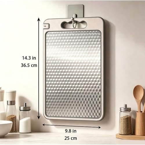 Non-Toxic Cutting Board – Double-Sided, Diamond-Pattern Stainless Steel & Wheat Straw – Scratch Resistant,Non-Slip, BPA-Free & Dishwasher Safe – 15×10 Inch