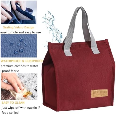 Lunch Bag for Women/Men,Waterproof Reusable Portable Lunch Tote,Lunch Box Bag.Thermal Cooler Bag Ideal for Work/Party/l/Travel/Picnic(Light Red)