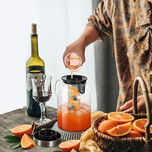 Glass Water Pitcher, Fruit Infuser Pitcher with Removable Lid, High Heat Resistance Infusion Carafe for Hot/Cold Water, Flavor-Infused Beverage & Iced Tea - 2 Qt