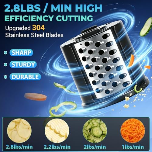 5-IN-1 Electric Cheese Grater Stainless Steel 800W [3S Efficient Cutting]