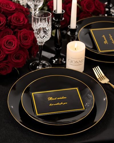 Nervure 100PCS Black Plastic Plates - 7.5″ Black Dessert Plates Disposable