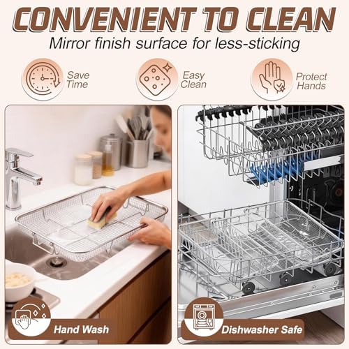P&P CHEF 15.4 Inch Air Fryer Basket for Oven, Air Fryer Rack, 3 Pieces