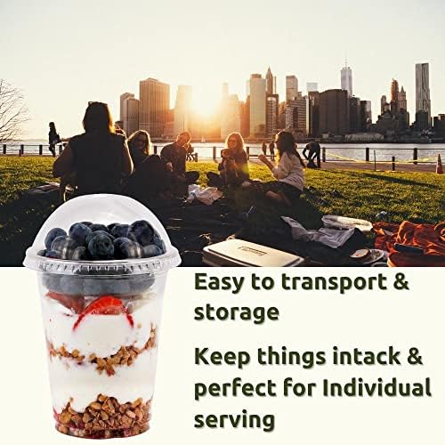 12 oz Clear Plastic Parfait Cups with Insert 3.25oz & Dome Lids No Hole