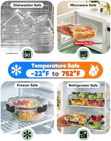 BiuLeon 40 PCS Glass Food Storage Containers with Lids, BPA-Free