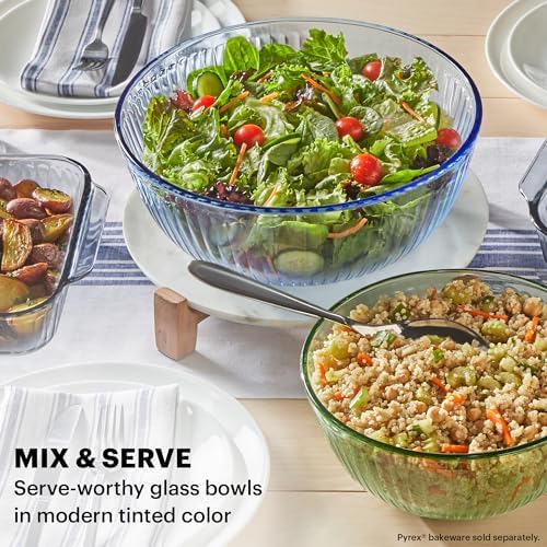 Pyrex Colors Tinted (3 Piece) Small/Medium/Large Glass Mixing Bowls