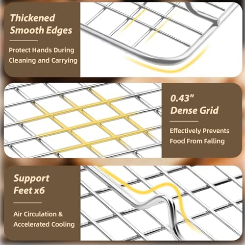Pleafind 3 PCS Silver Stackable Cooling Rack -16 x 10 Inch Wire Rack, Heavy Duty Stainless Steel Baking Racks, Cooling Racks for Cooking and Baking Cookie Pizza Cake, Oven and Dishwasher Safe