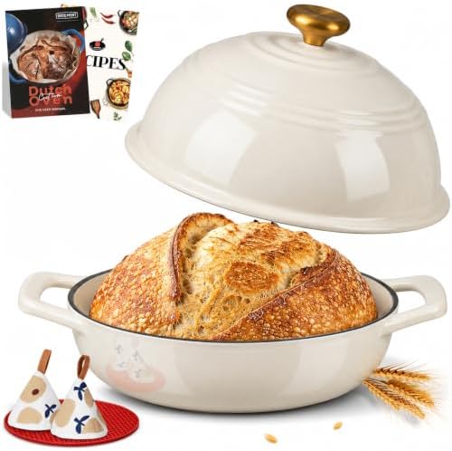 Overmont Enameled Cast Iron Dutch Oven, 6QT Bread Oven with Dome Lid Recipe