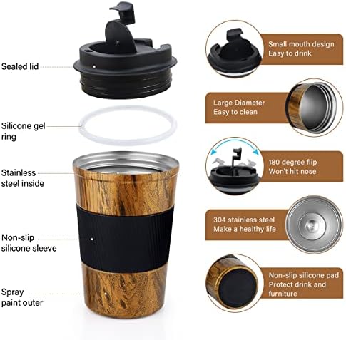 CS COSDDI 12 oz Coffee mug - Stainless Steel Coffee Cup with Leakproof Lid