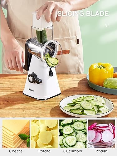 Rotary Cheese Grater with Handle, Reemix Vegetable Cheese Grater
