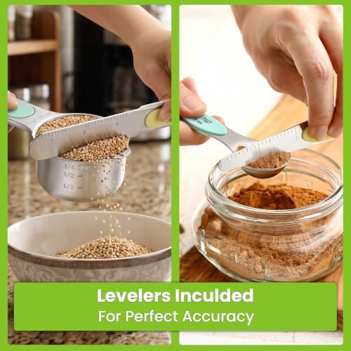 Spring Chef Magnetic Measuring Cups & Spoons Set of 15 w/Levelers, Pastel