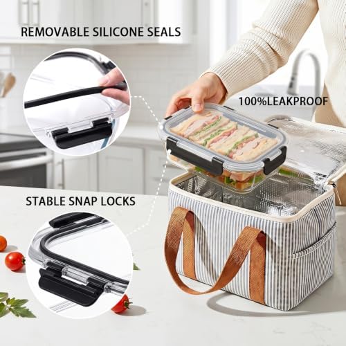 12 Pack Glass Food Storage Containers with Lids(Black)