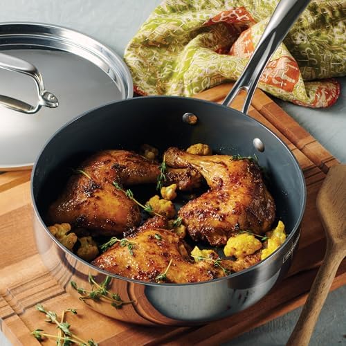 Tramontina Utsava Tri-Ply Clad Stainless Steel 2.9-Quart Saute Pan with Lid