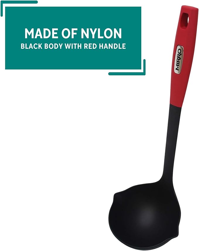 MIRRO 8oz XL Canning Ladle, Black with Red Handle