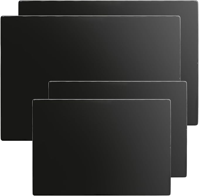 Hacaroa 4 Pack Tempered Glass Cutting Board for Kitchen Counter, Black Chopping Boards with Rubber Feet, Rectangle Non-Slip Countertop Protector, Heat Resistant, Shatter Resistant, 2 Sizes