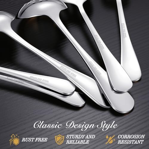 Mwellewm 17 Silver Serving Utensils,Stainless Steel Heavy Duty Serving Set