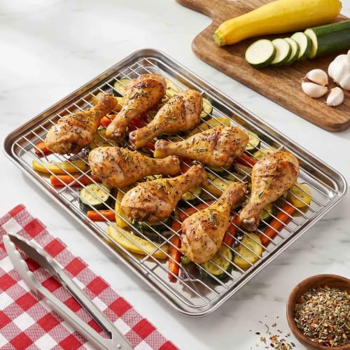 Homikit 16x12 Inch Stainless Steel Baking Sheet with Wire Cooling Rack Set