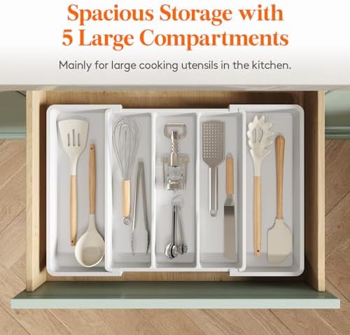 Lifewit Utensil Organizer for Kitchen Drawers, Expandable Utensil Tray