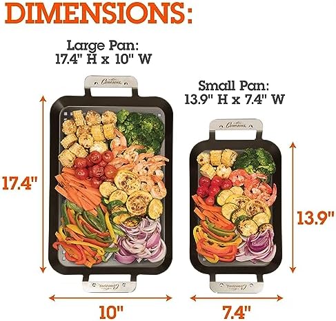 Camerons BBQ Grill Topper Non-Stick Grilling Pans, 2 Pack