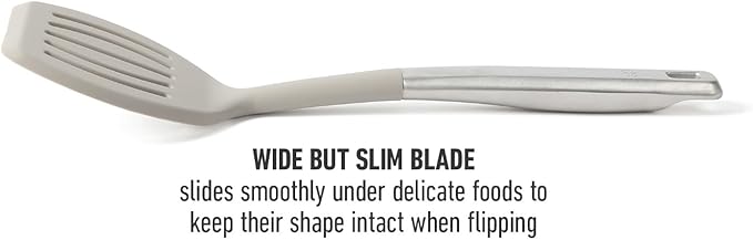 Calphalon Prime Stainless Steel Slotted Turner W/Taupe Silicone Head