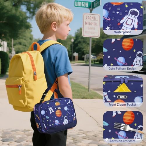 Tenot Lunch Box Kids Insulated Lunch Tote Bag Blue Space