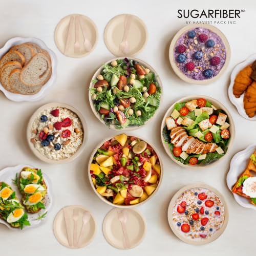 22oz Compostable Paper Bowls Disposable Round Natural Bowl with PLA coating