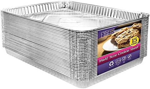 Aluminum Pans Half Size Cookie Sheet 15 Count Durable Nonstick Baking Sheets 17.75" x 12.75" - Sheet Pan, Baking Tray, Cookie Sheets, Foil pans, Foil trays, Sheet Baking Pans