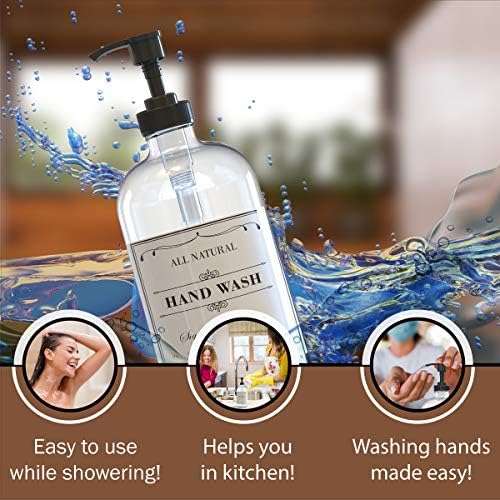 Sunrise Premium Clear Glass Soap Dispenser with Pump, 2 Pack