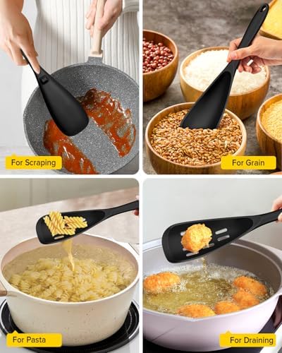 BUNDLEPRO Silicone Cooking Spoons for Nonstick Cookware, One-Piece, 2 Pack