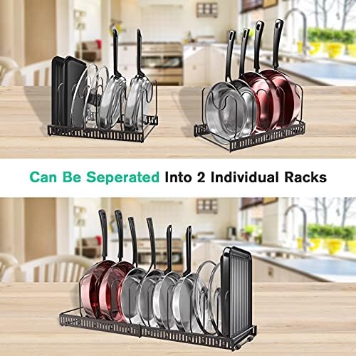 Puricon Expandable Adjustable Pot Pan Organizer for Cabinet with 10 Divider