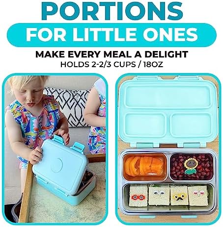 kinsho Small Stainless Steel Bento Box Lunch Container Baby Toddlers, Green