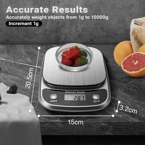 GRAM PRES Food Kitchen Scale Digital Weight Grams and Oz 10kg/1g
