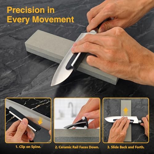 Knife Sharpening Angle Guide for Whetstone, 2 Pack 15° Knife Angle Guide with Ceramic Glide, Non-Slip Blade Guide for Sharpening Stone, Kitchen Knife Sharpener Angle Guide Tool