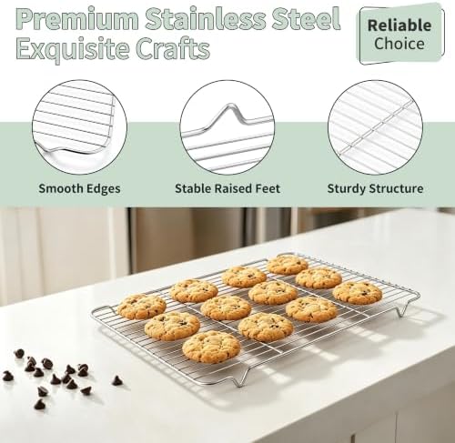 TeamFar Stainless Steel Baking Sheet with Rack Set, 17.6"x13"x1"