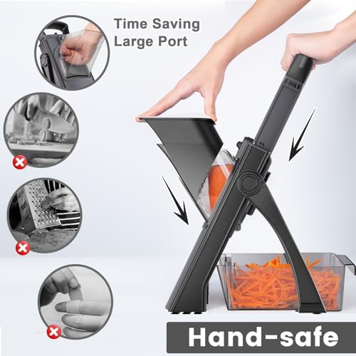 [All in 1] Safe Mandoline Veggie Slicer + Spiralizer for Kitchen