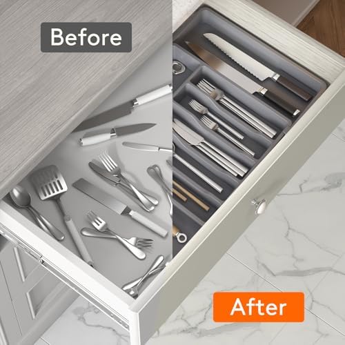 Lifewit Extra Large Silverware Drawer Organizer, Expandable Utensil Tray