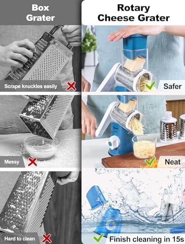 GDL Cheese Grater Hand Crank, Rotary Cheese shredder, Vegetable Slicer