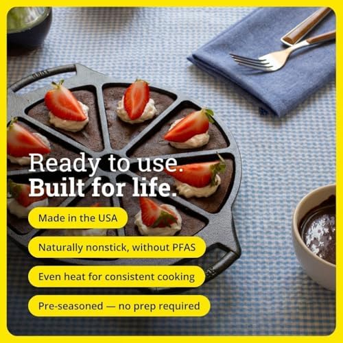 Lodge Pre-Seasoned Cast Iron Wedge Pan, 8 Wells, 11.69 Inches