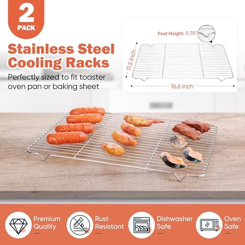 Homikit 16.6 x 11.5’’ Large Cooling Rack, 2 Pack Stainless Steel Wire Rack