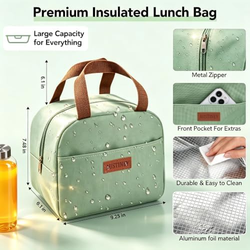 Bento Box 1100ml Lunch Container with Bag & Utensils & 2 Storage Bags Green