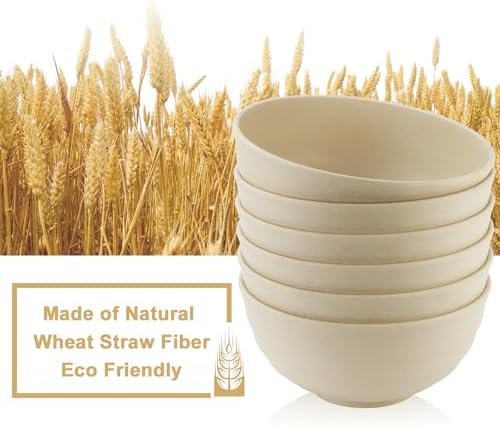 60oz Ramen Bowls Set of 6, Large Plastic Bowls for Eating (Beige)