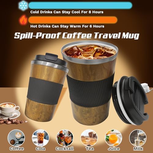 Vacuum Insulated Stainless Steel Travel Coffee Mug,Leak Proof Cup with Lid