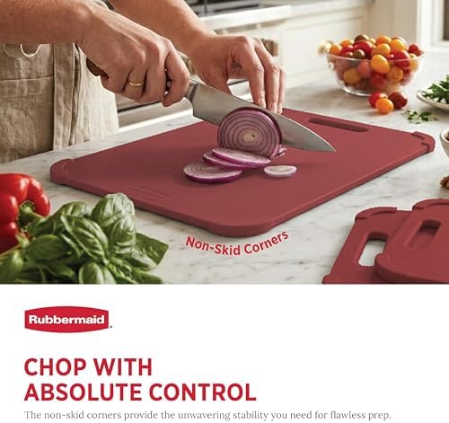 Rubbermaid 3pc Reversible Wheat Fiber Cutting Board Set | BPA Free Non Toxic Cutting Boards for Kitchen – Dishwasher Safe, Non-Slip Corners & Lightweight | For Meat, Veggies & Fruits